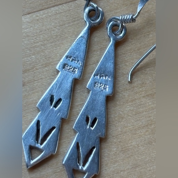 Vintage Art Deco-Inspired Artisan 925 Silver Marcasite Earrings - Picture 6 of 10